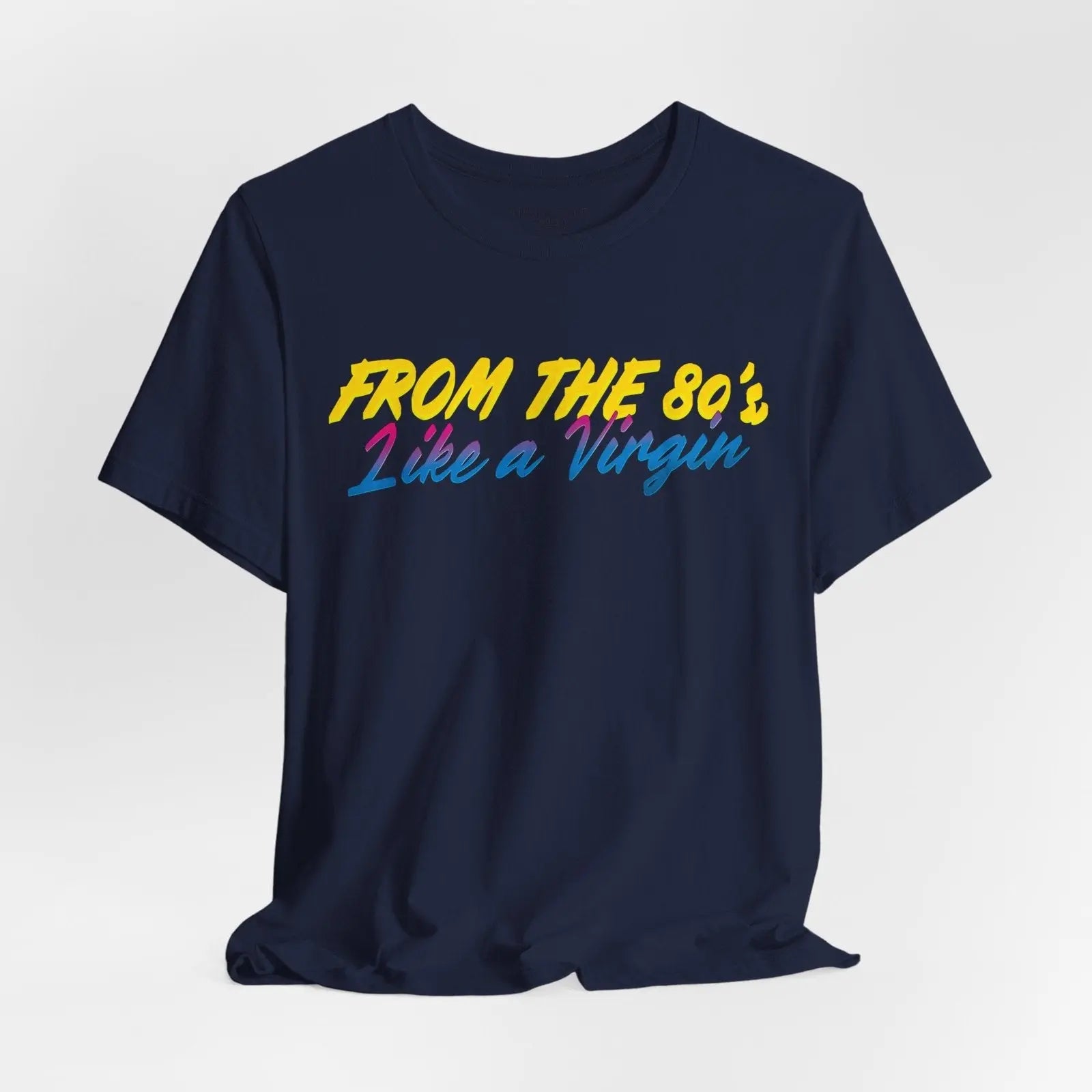 80's Music Like a Virgin Pop Cult Women's Funny T-Shirt - Navy - S solert